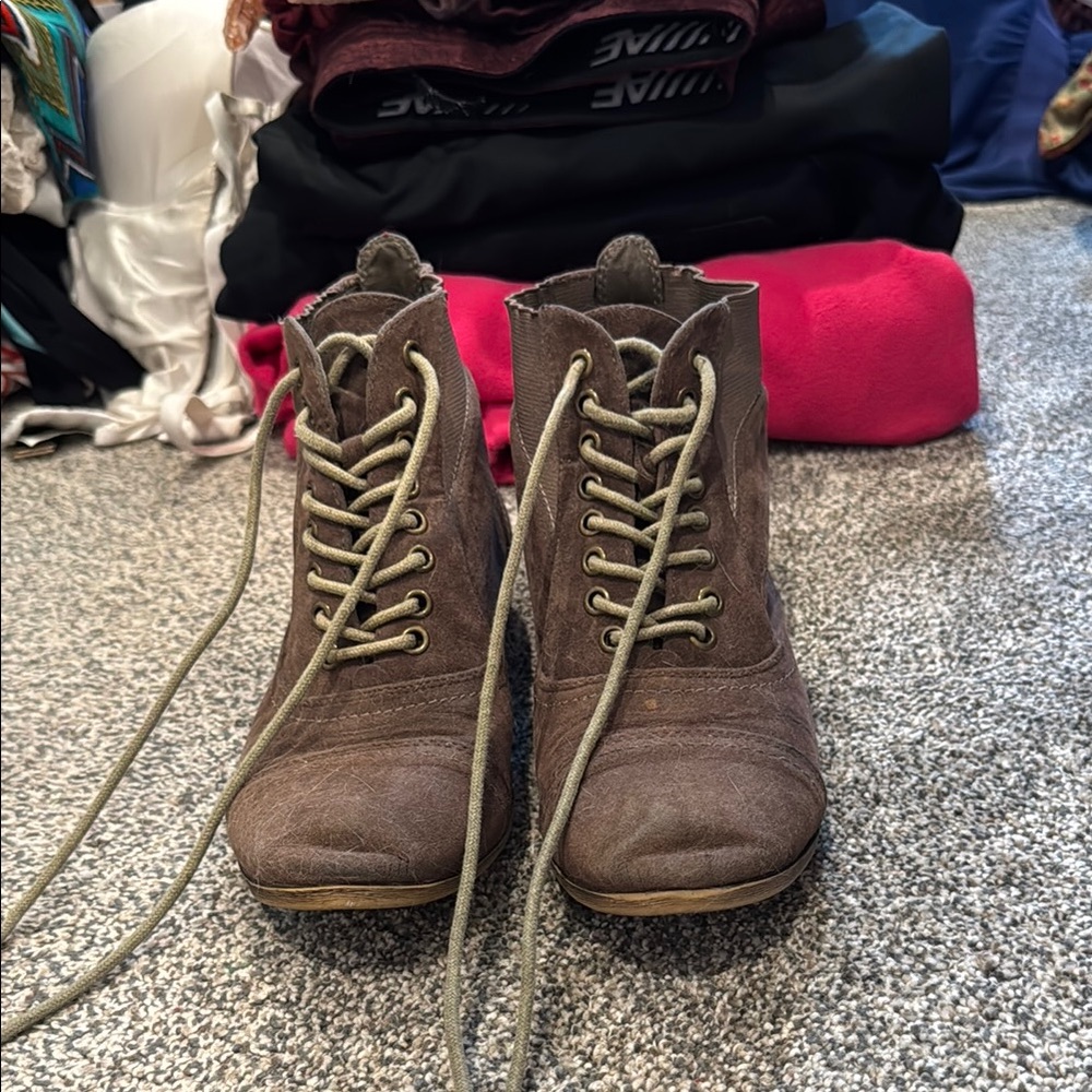 Brown Lace-Up Ankle Boots